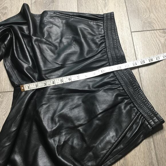 HUGO BOSS Womens Faux Leather Elastic Waist Motorcycle Ankle Pants Black US 10 - Picture 6 of 10